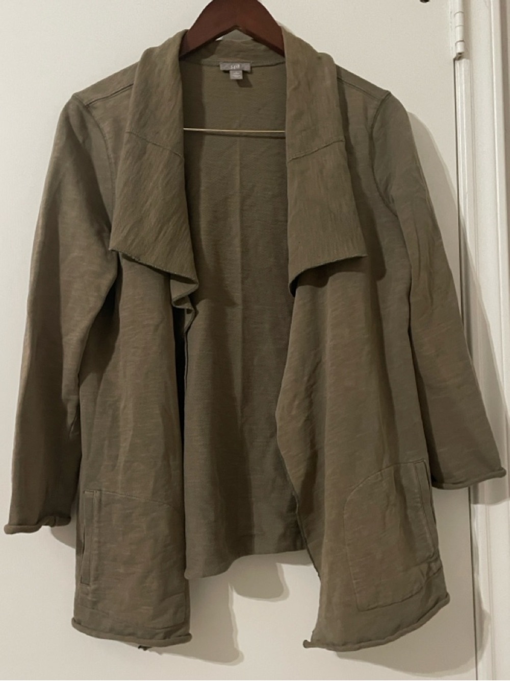 J. Jill Olive Green Open Front Cardigan - Size Small Petite